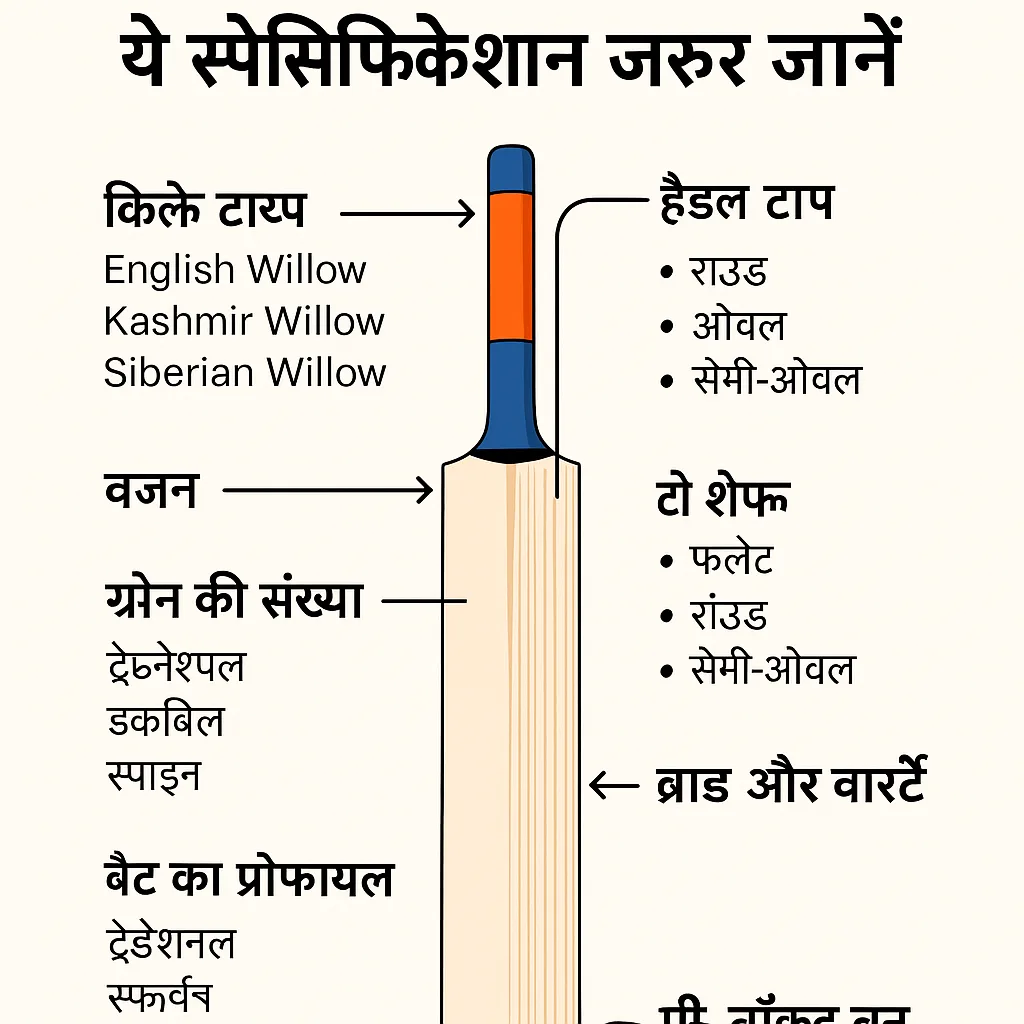 क्रिकेट बैट स्पेसिफिकेशन