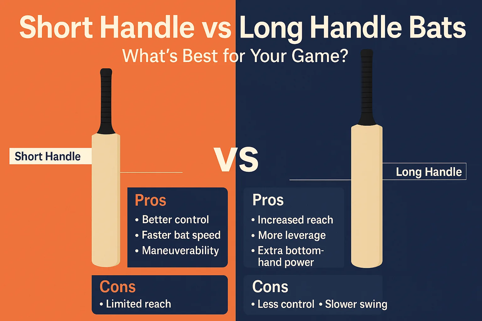 short handle vs long handle cricket bat